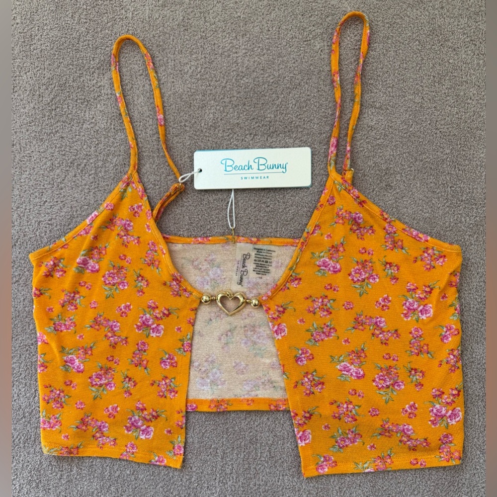 Beach Bunny - Saddie Crop Top Cover-up - Floral Pink Orange